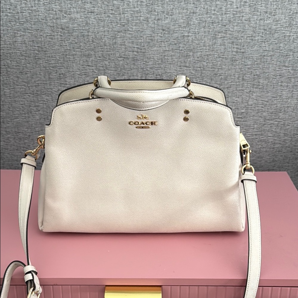 Coach Cream Satchel with Gold Accents